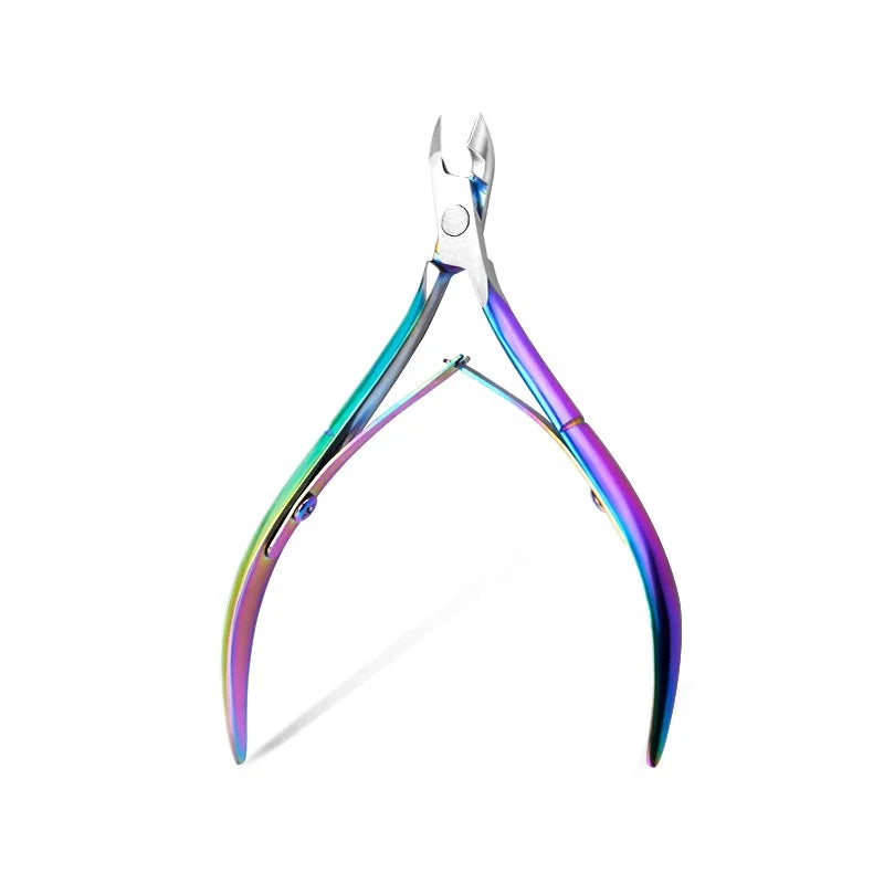 Premium Stainless Steel Rainbow Colour Cuticle Nipper Curved Blade Trimmer for Home Spa Salon Manicure & Pedicure