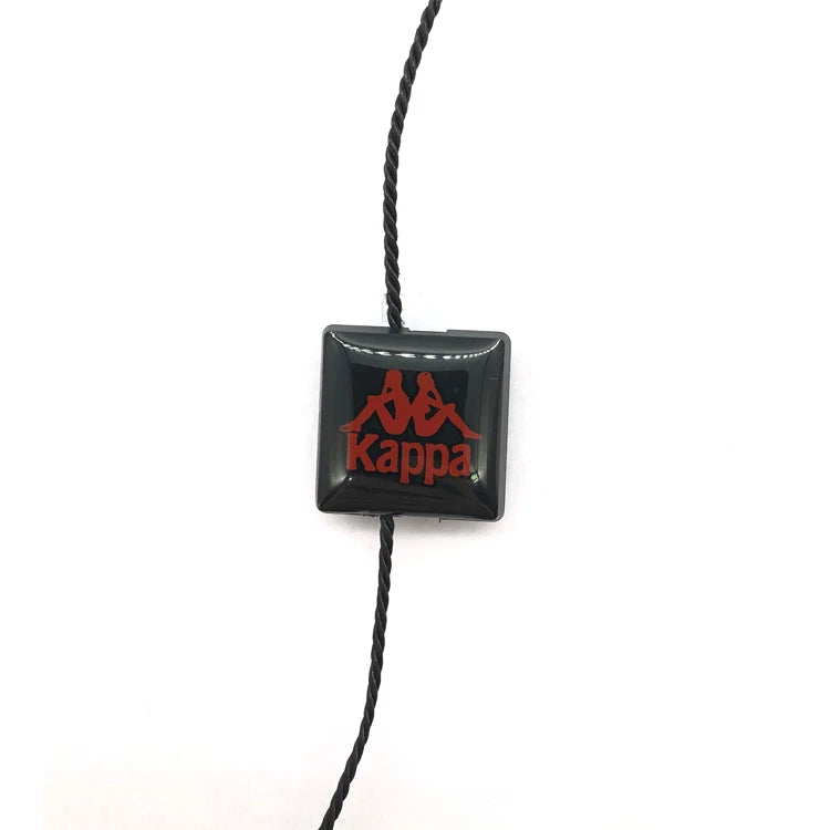 Custom Name Logo Eco-Friendly Sustainable Hang Tag String Fastener ABS Plastic Epoxy for Suitcase Bags Shoes Garments