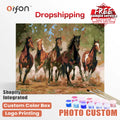 Orfon Dropshipping Wilderness Galloping Herd of Horses Paint by Numbers Kit - Dynamic Equine Art for Home Decor DIY Craft
