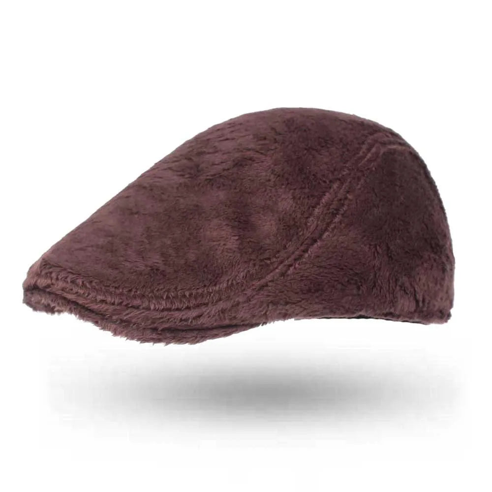 Men Winter Warm Thickened Fleece Newsboy Beret Hat Cap Gatsby   Driving Thick Beret Hat