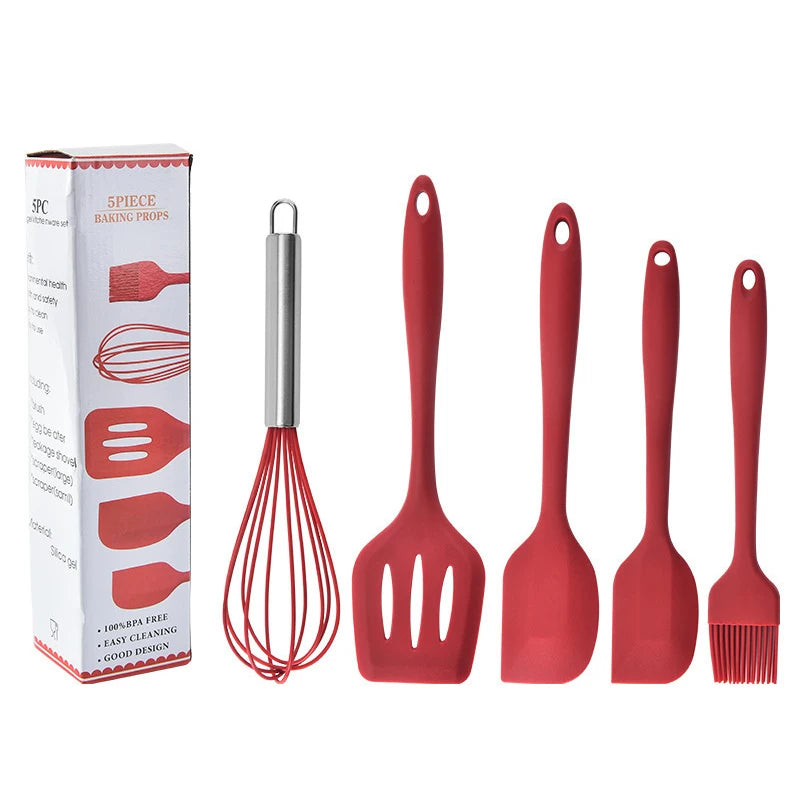 Hot Sale 5pcs Heat Resistant Silicone Kitchen Utensils Set Premium Baking & Pastry Tools for Kitchen Use