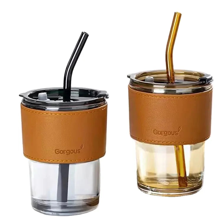 450ML Nordic Custom Clear Glass Mugs Thicken Tea Coffee Tumblers Restaurant Vintage Dome Amber Water Glasses Cups With Sleeve