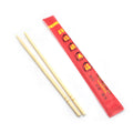 Modern Disposable Bamboo Chopsticks with Custom Logo Printed on Red Sleeve Eco-Friendly
