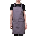 Unisex Gray Light Canvas Apron Durable Work Apron with Utility Pockets for Chef Server Artist Washable Adjustable Neck Strap