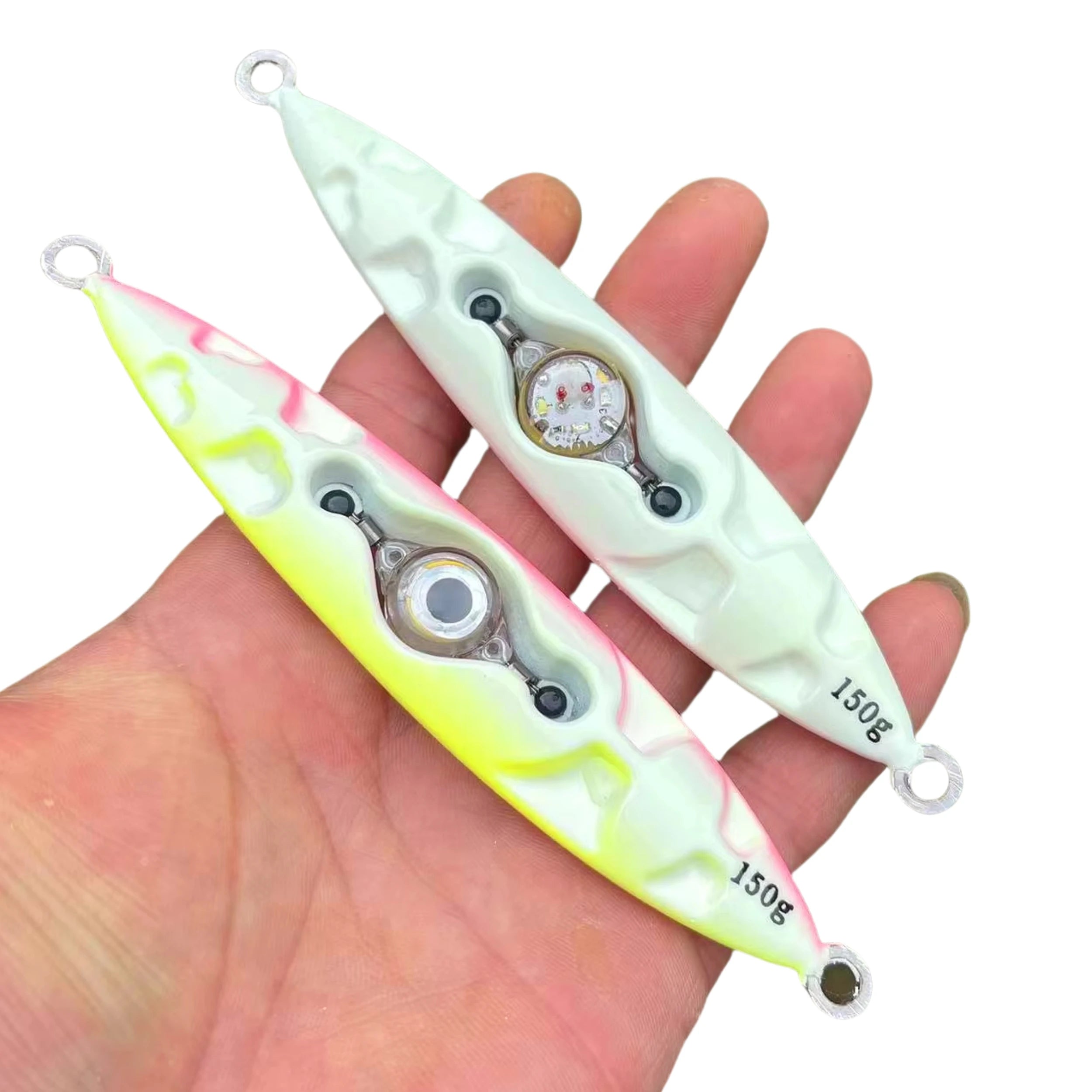 High Quality 150g Saltwater Luminous Metal Lead Fishing Lure Bait Lamp for Marlin Target River Lake Stream for Bottom Printed