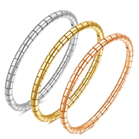 Minimalist Stainless Steel Bracelet 5MM Thick Women Gold Plated 18K Gold Bracelets Fashion Jewelry Bracelets & Bangles