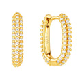 Gemnel Minimalist 925 Sterling Silver 18k Gold Diamond Mini Pave U Huggie Hoop Earrings