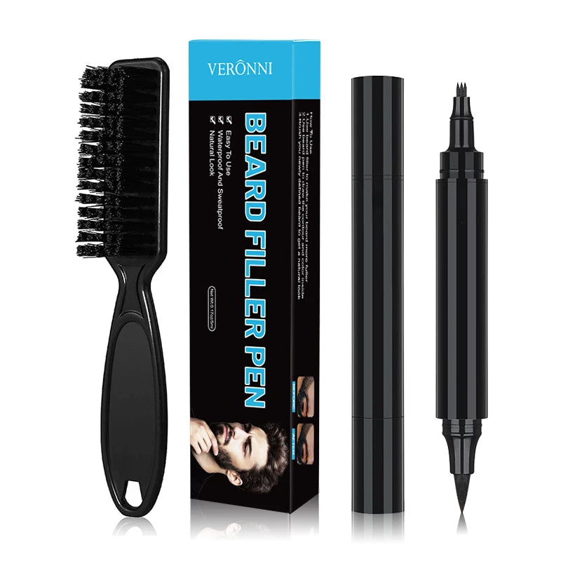 VERONNI Waterproof Double-head Black Natural Dense Beard Filler Pen