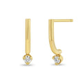 LOZRUNVE 925 Silver Curved Bar Diamond Delicate Drop Earring 14k Gold Plated Jewelry