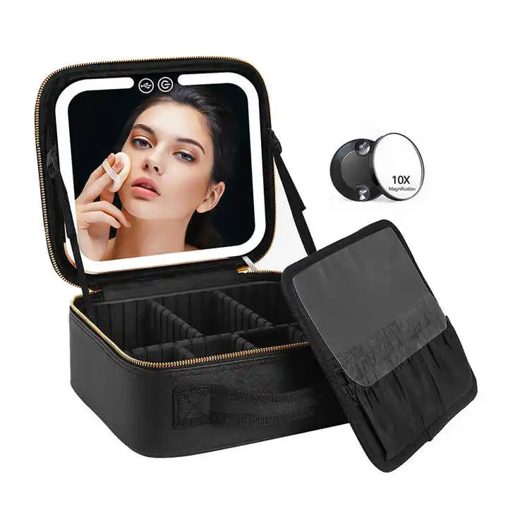 Professional High Quality Makeup Bag with Led Light Waterproof Portable Led Mirror Makeup Bag