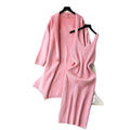 2023 Winter Sweater Two-Piece Women'S Knitted Cardigan Coat Mid-Length Robe & Sundress Dress Gentle Business Party Knitted Set