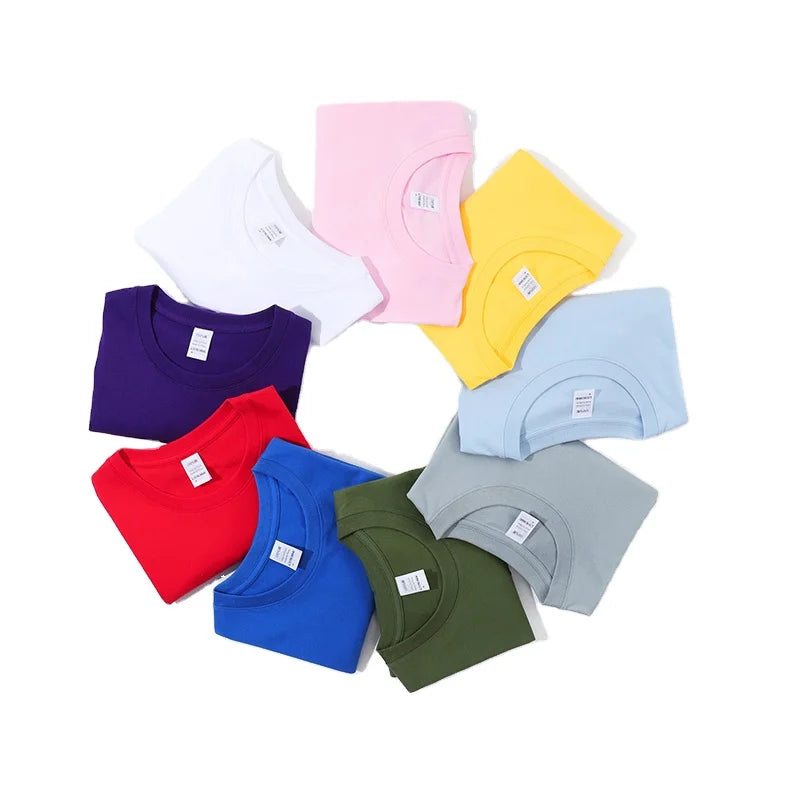 High Quality 100% Cotton Neckline Double Thread Thickened Breathable 16 Color 180gsm Plain Blank Solid T-shirt