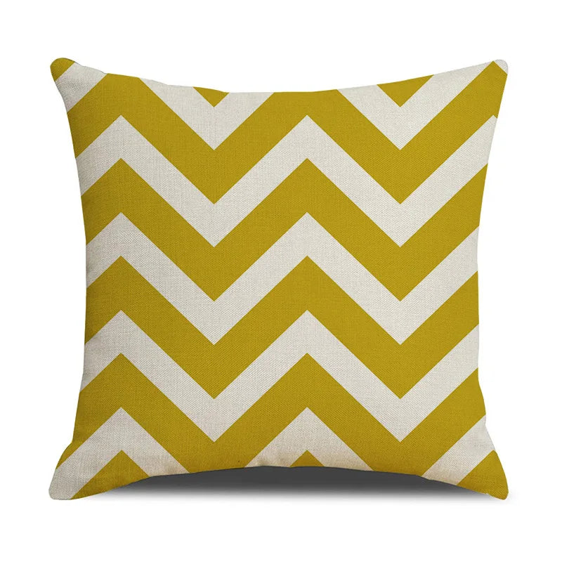 Solid Color Geometric Linen Pillow Case Woven Technique Digital Printed Graphic Cushion Cover for Home Hotel Decor Mix Match