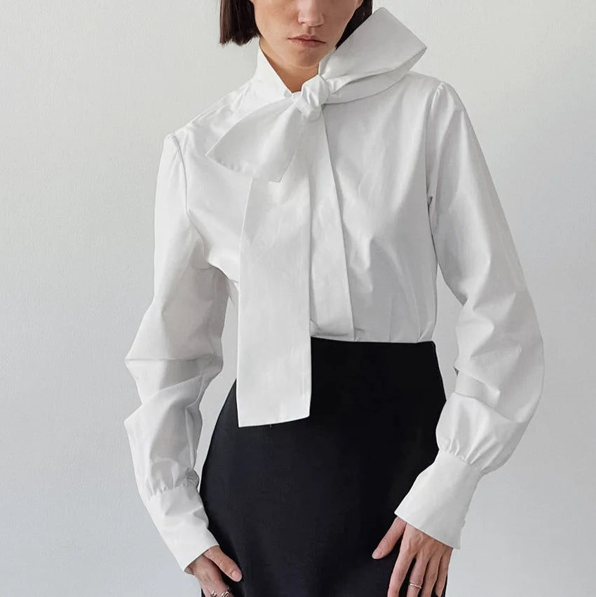 Enyami High Street Autumn Spring Boutique Clothing Leisure Bow Design Women Casual Shirt Tops Female Blouses Ladies