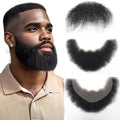 Human Hair Afro Curl Face Mustache Beard for American Black Men Realistic Makeup Lace Hair Replacement System
