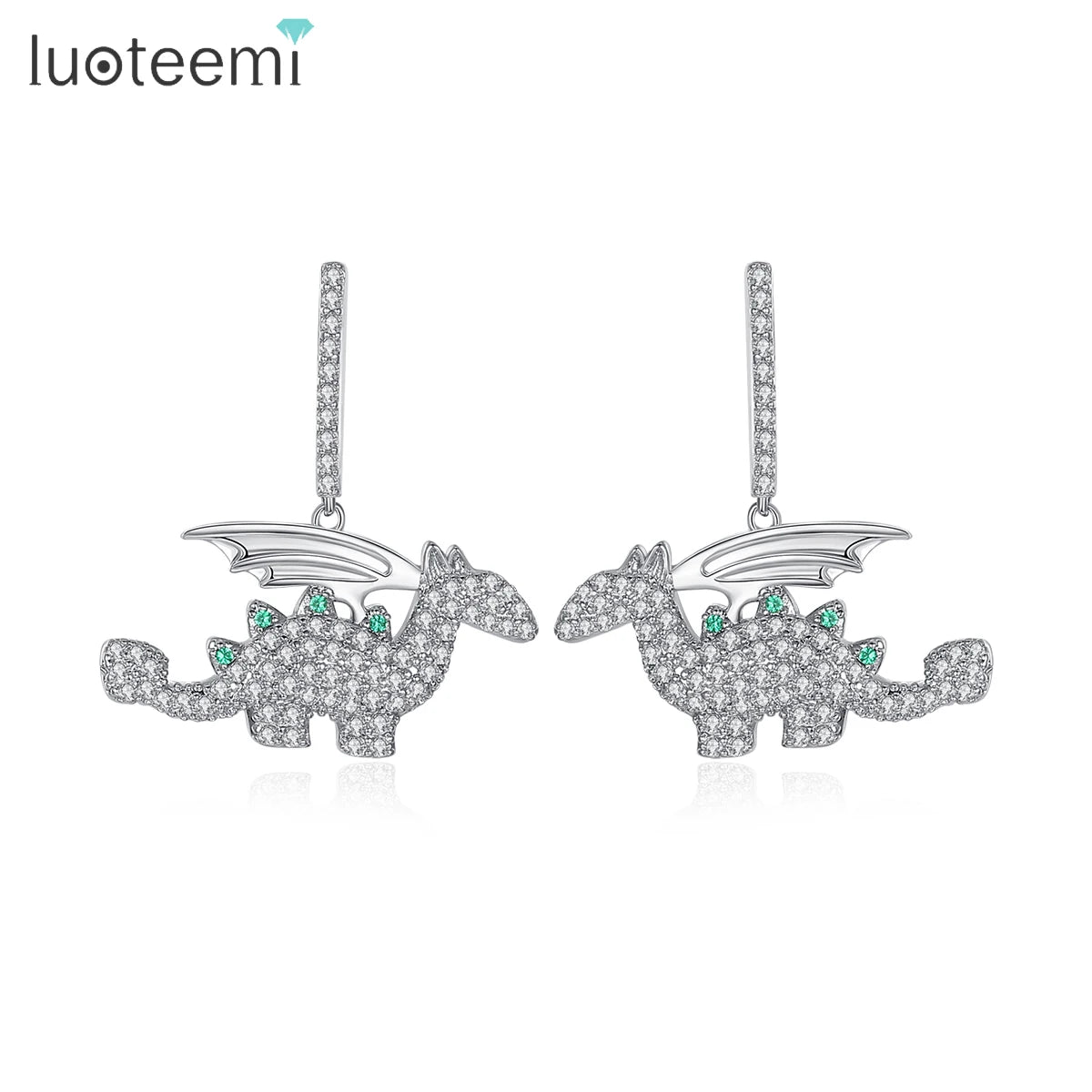 LUOTEEMI Dinosaur Fashion Drop Earrings for Girls Lovely Animal Jewelry Fashion Trendy Women Earrings