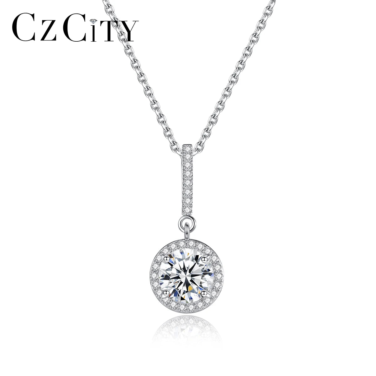 CZCITY Charm Moissanite Diamond Luxury Iced Out Woman Silver Pendant & Sterling Designer Summer Necklace