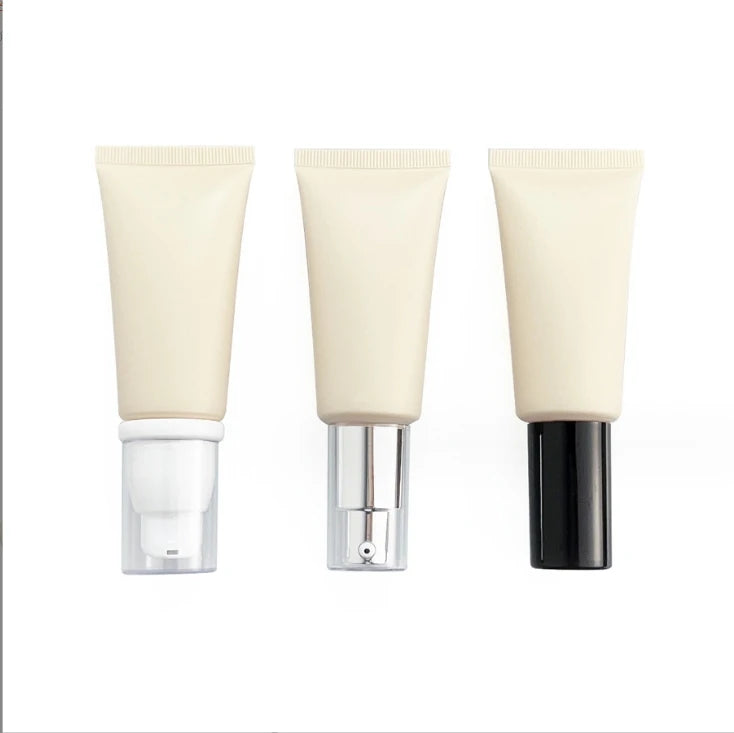 30ml 30g Matte Beige Cosmetic Hose Vacuum Pump Head Liquid Foundation Sunscreen Isolation Cream Plastic Squeeze Tubeempty Bottle