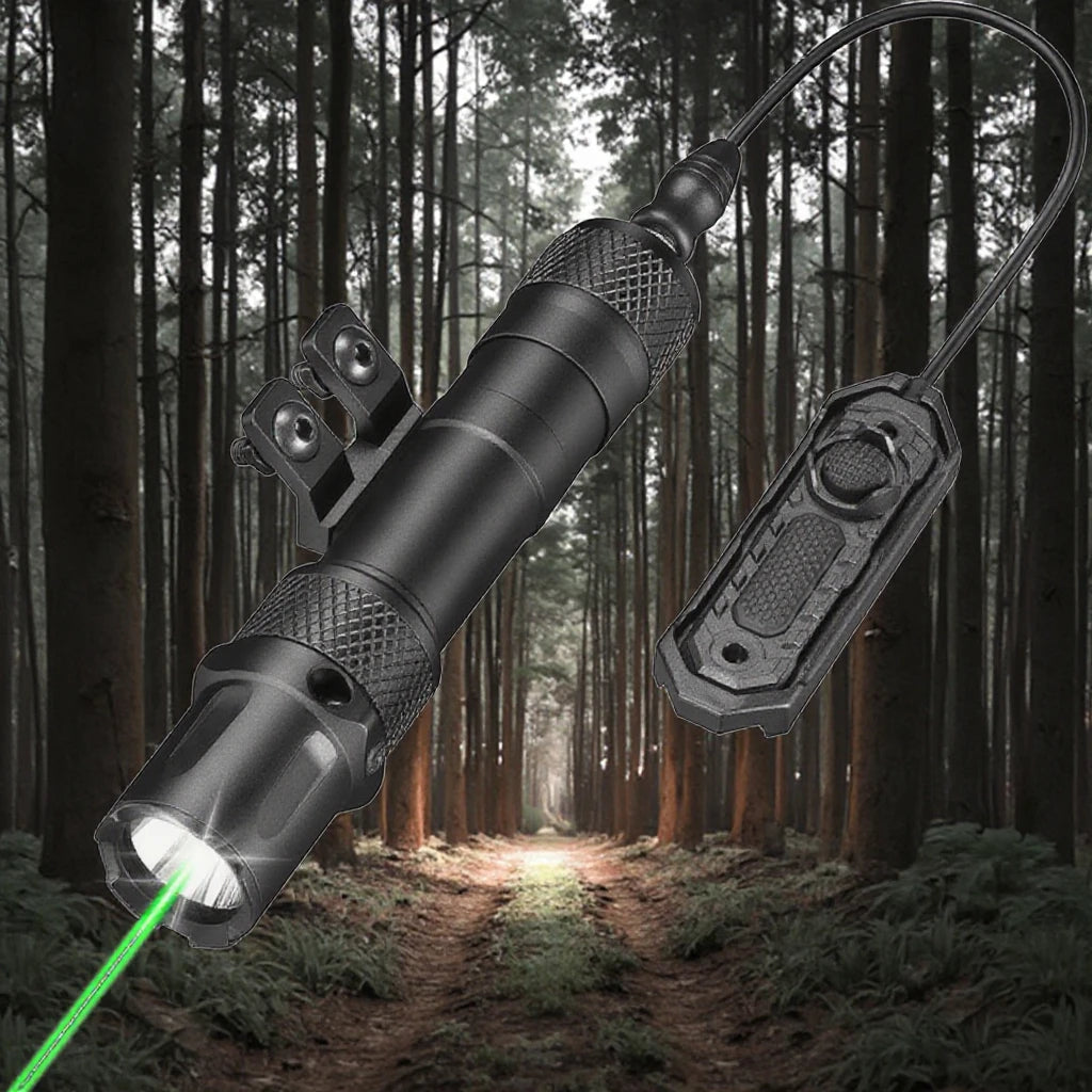 Rechargeable 2000 Lumens Tactical Green Laser Combo Tactic Flashlight Super High Brightness LED Light