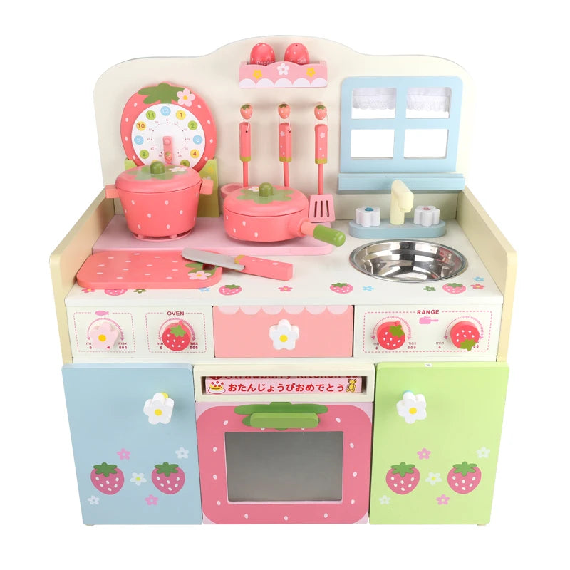 Kids Wooden Play Kitchen Wooden Kitchen Toys Play Set Pretend Play Cooking Set Toy With Accessories