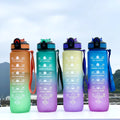 High Quality Custom Outdoor Gym Sports Running Motivational Travel 32oz 1000ml Plastic Water Bottle Bpa Free With Silicone Straw