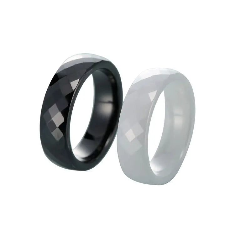 SC New Design Zirconia Finger Rings Minimalist Black White Men Rings Personalized 6mm Rhombus Solid Ceramic Rings for Women