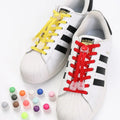 Quick Release Shoe Buckle Flat Elastic Laces for Sneakers with Round Spring Clasp Polyester Rubber Bands Ti