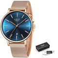 LIGE LG9908 Women Watch Luxury Waterproof  Ladies Stainless Steel Ultra-Thin Relogio Feminino Quartz Watches Sport Wristwatch
