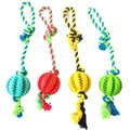 GMTPET Luxury Cotton Linen & Rubber Dog Chew Toys-Stretch Leaking Ball Ropes for Puppy Teeth Cleaning