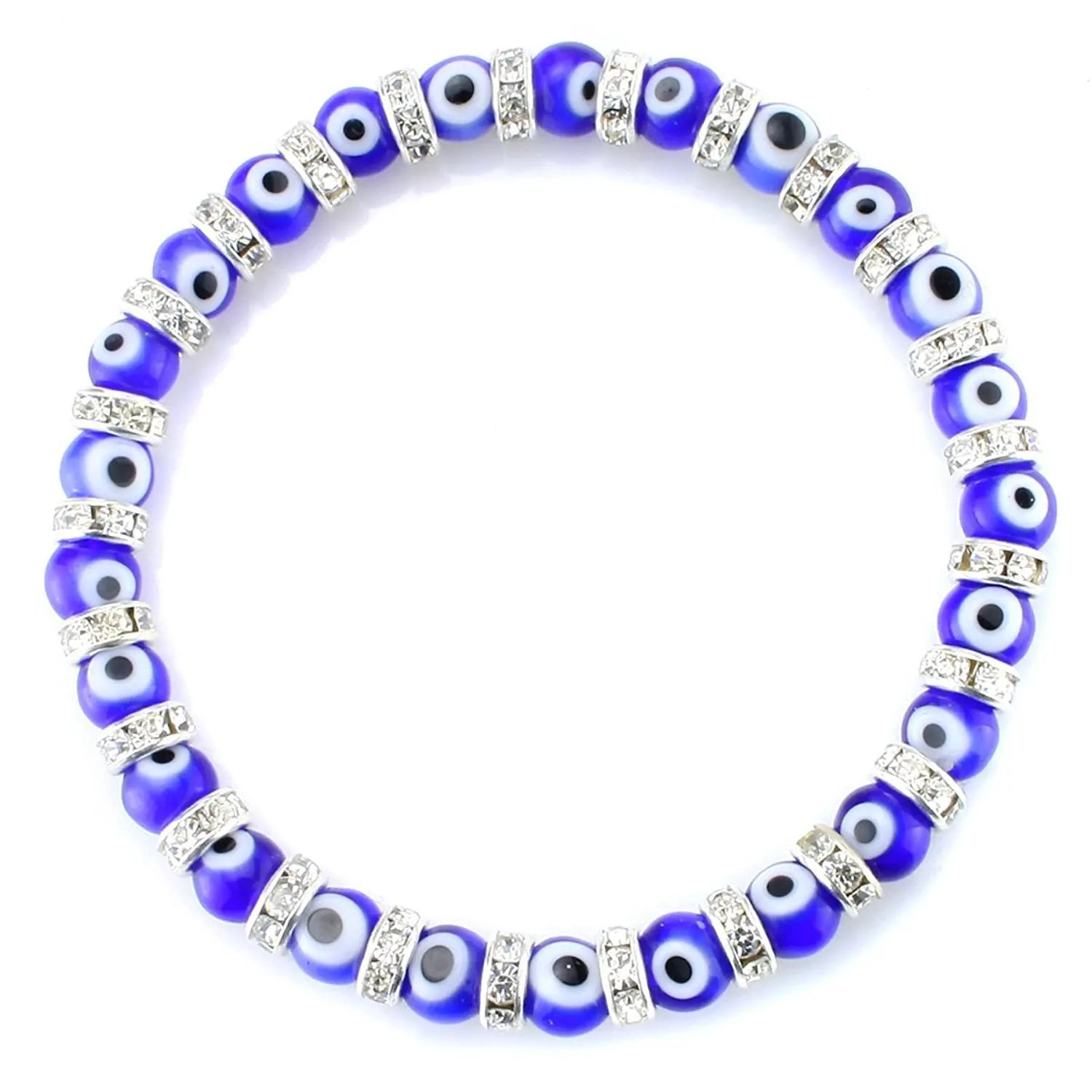 Turkish Blue Multi Color Devil Evil Eye 6mm Glass Beads Elastic Good Luck Bracelet for Women Men