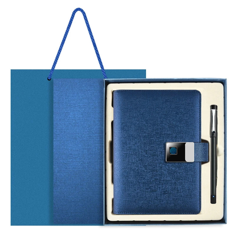 MasterBen OEM Smart Notebook Gift Set A5 Fingerprint Lock Leather Custom Journal Notebook With Smart Pen