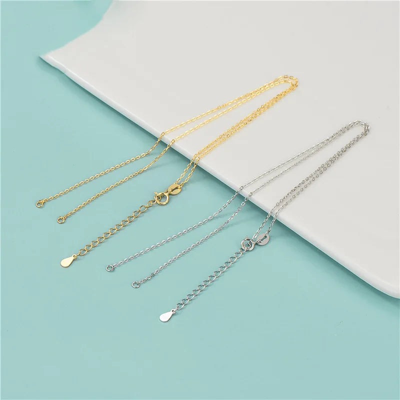 925 Sterling Silver White Gold Plated Necklace Add Your Beads Finished Chain Necklace