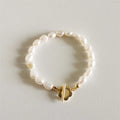 SP Fine Dainty Jewelry Sterling Silver Flower OT Buckle Bracelet Baroque Freshwater Pearl Bead Chain Bracelet