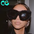 2022 New Sunglasses Sunglasses Hot Sale Cat Eye Furry Unique Sunglasses Custom Wholesale Handmade Sun Glasses Comfortable Plush