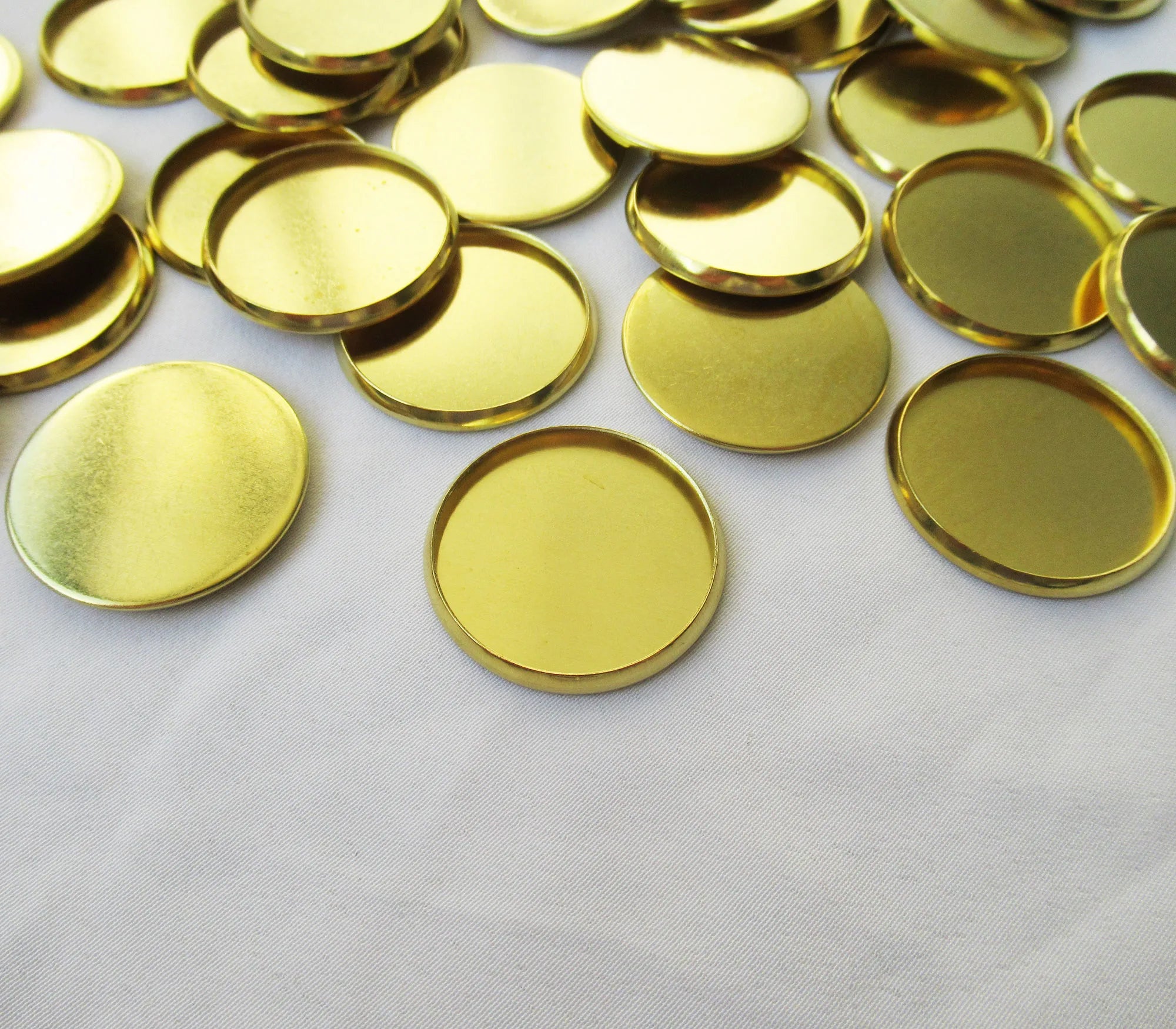 Brass Settings for 27mm Round Cabochons Bezel Cups