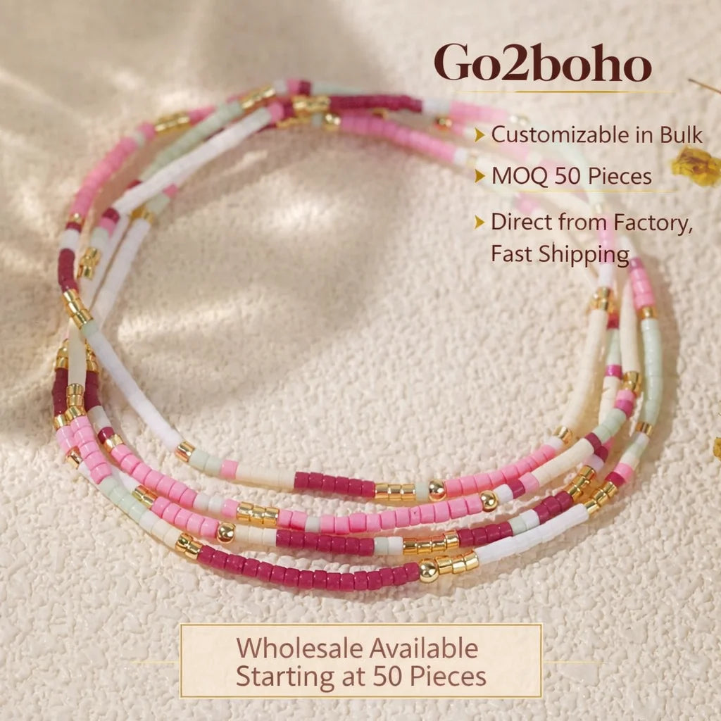 Go2boho Dainty Copper Beaded Stack Tiny Glass Seed Multi Warp Bracelets for Women Men 2024 Trendy Fashion Simple Jewelry