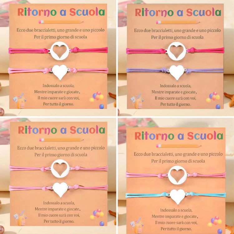 G3802 Wholesale Back-to-School Bracelets Stainless Steel Heart-Shaped Italian Language Card Bracelet Fashion Charm Bracelets