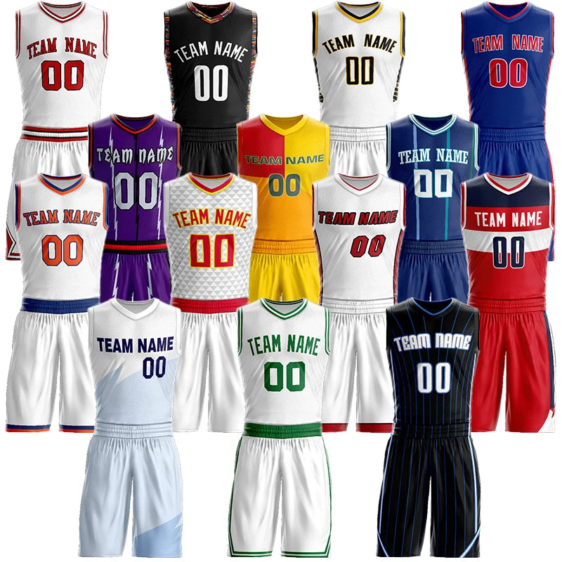 Custom Heat Transfer Stitched Basketball Sportswear Performance Breathable Basketball Jersey Sets for All Teams