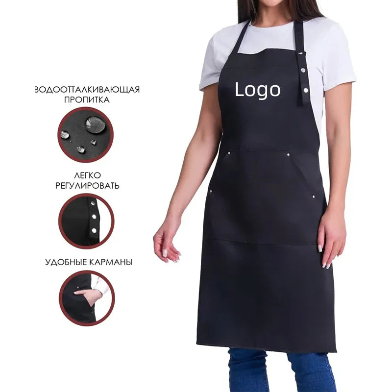 Custom Apron Cooking Stain Resistant Waiter Apron Adjustable Neck Cafe Apron Custom Logo