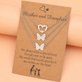 Manufacturer Drop Shipping Stainless Steel Mother and Daughter Gift for Mom Heart Butterfly Pendant Necklaces