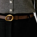 New Style Solid Color Soft Cowhide Leather Women Jeans Waist Belt Fashion Girls Dress Genuine Leather Belt With Irregular Belt