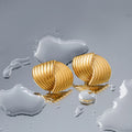 J&D Jewelry Instagram Popular 18K Gold Plated Stainless Steel Staggered Stripe Texture Cross Stud Earring