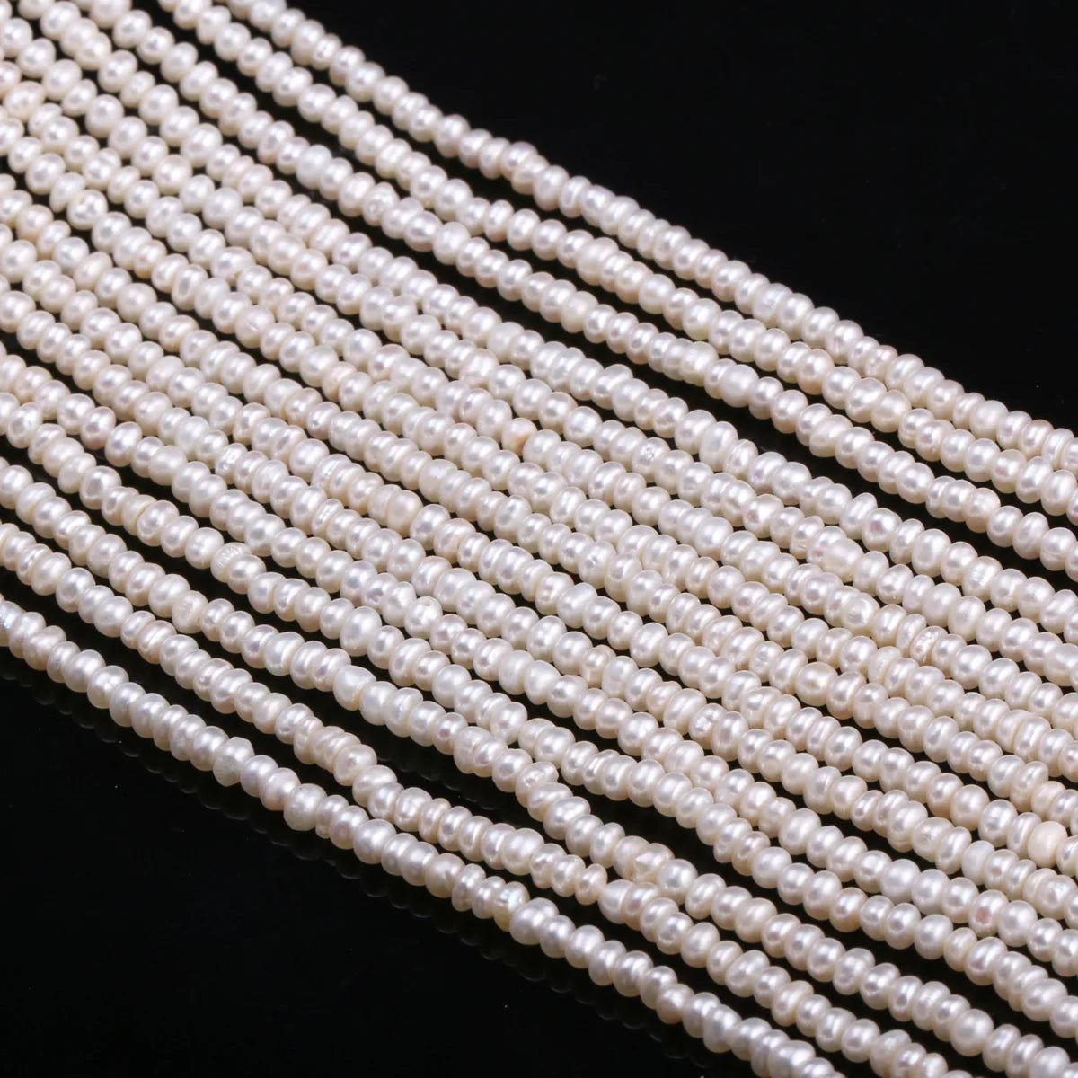2.5-3mm Natural Freshwater Button Pearls White Tiny Pearl Necklace
