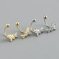 Fine 925 Sterling Silver 18k Gold Plated Clustered Diamond Zircon Flower Shape Stud Earrings for Women