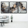 Factory Sale Professional Hotel Artwork Manufacturer Luxury Black and Gold Fluid Printable Print Abstract Wall Art Painting
