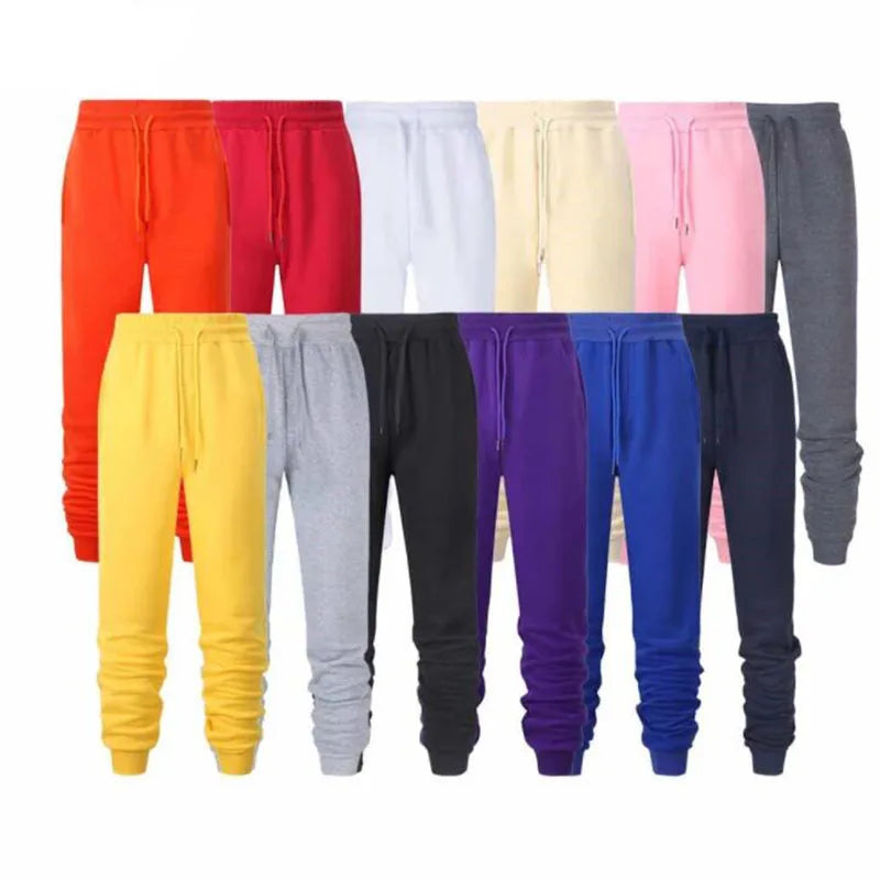Fashion Brand Men's Casual Sweatpants New Spring Collection Solid Color Slim Trousers with Mid Waist Drawstring Pant for Men