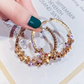Jachon Women's Trendy Large 14K Gold Plated Cubic Zirconia Heart Huggie Rhinestone Hoop Earrings Big Crystal Charm Huggie