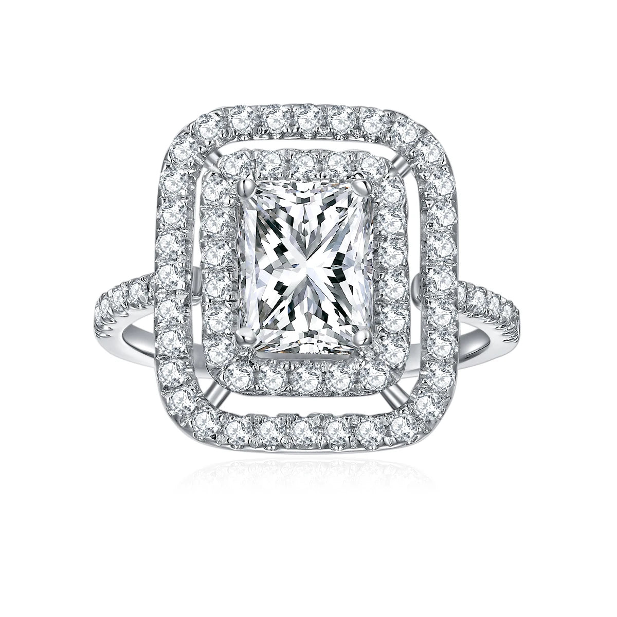 New Design 925 Sterling Silver Jewelry Ring Radiant Cut 2CT Diamond 18K Gold Plated Moissanite Pendant for Weddings Engagements
