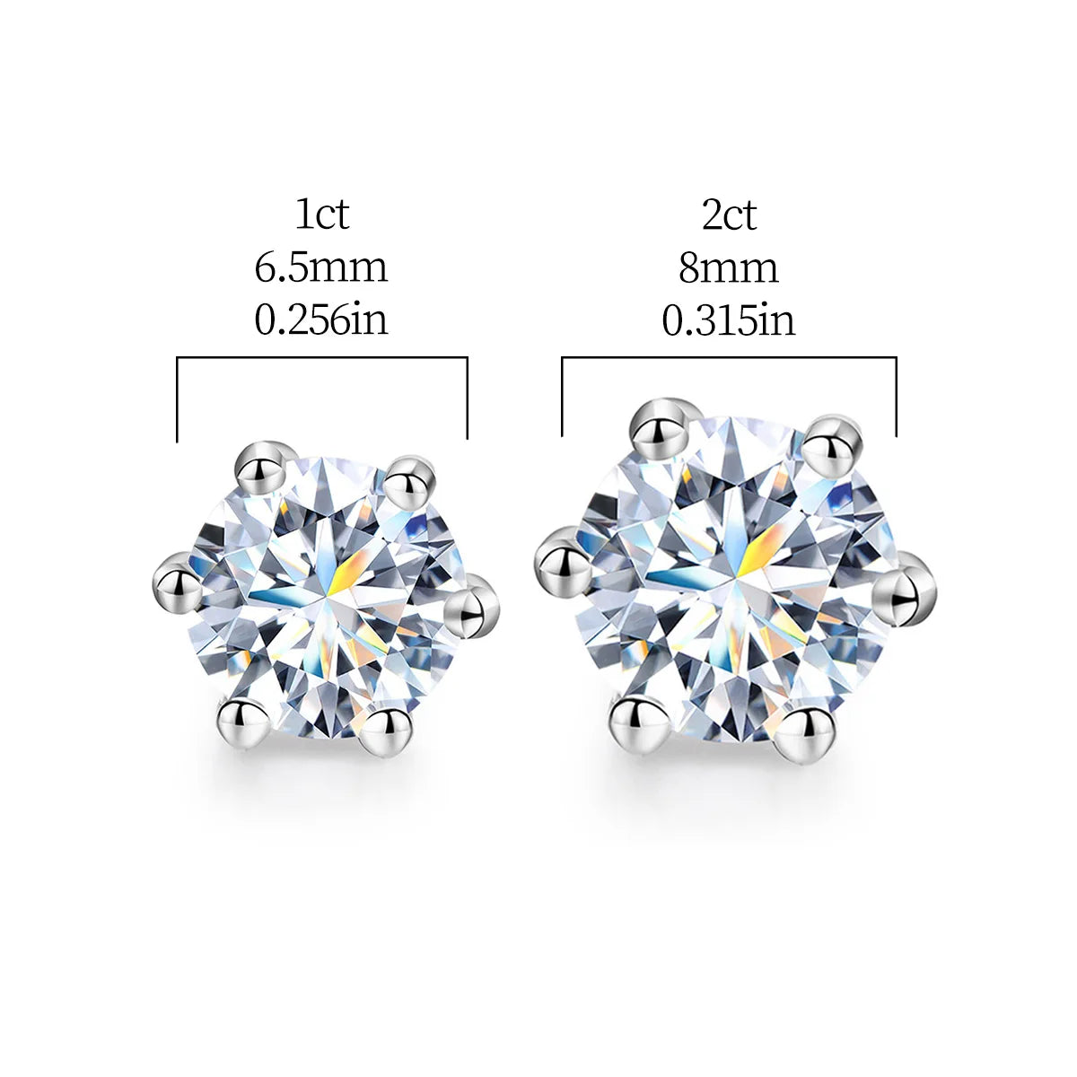 Moissanite Diamond Big Stud  Huggie Earrings 925 Sterling Silver 14K 18k Gold 0.5 1 2 Ct  for Women Luxury  Wedding Jewelry