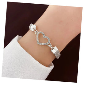 VKME Fashion New Design Rhinestone Heart Bracelet for Women Jewelry